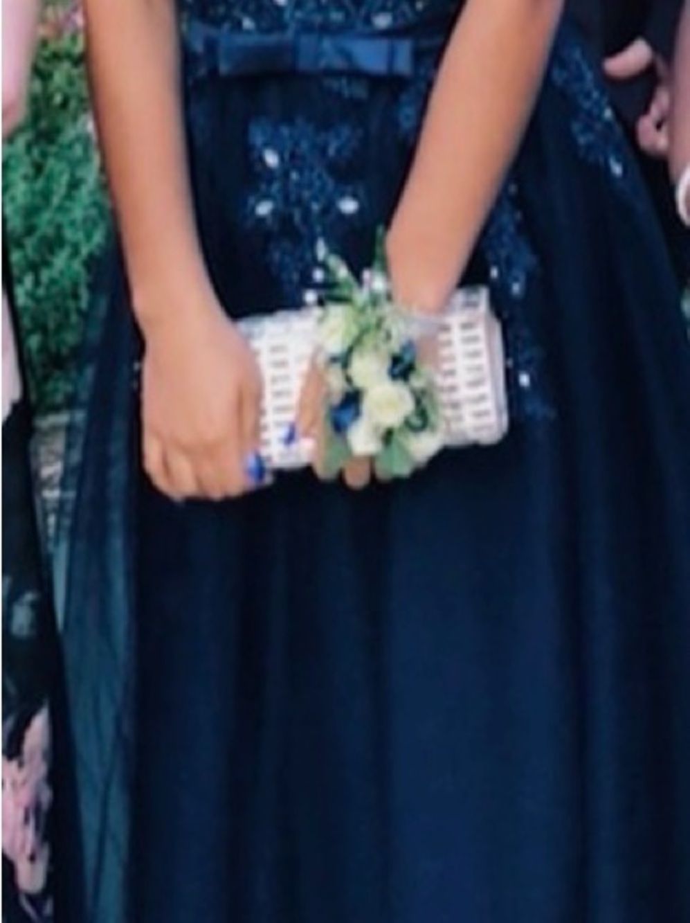 Girls Navy Sequin Bodice Tulle Dress